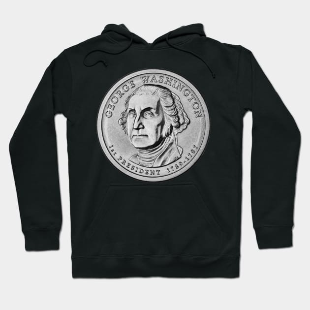 USA George Washington Coin in White Hoodie by The Black Panther